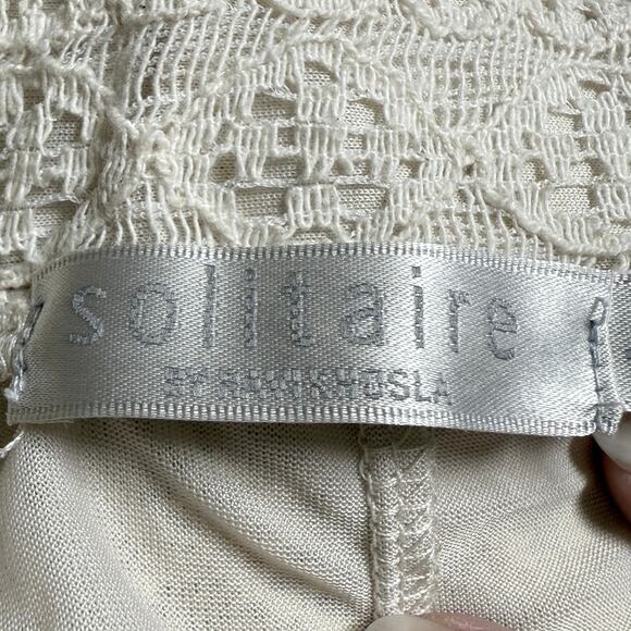 Solitaire by Ravi Khosla crochet lace skirt handkerchief hem elastic waist 30” - Picture 5 of 7